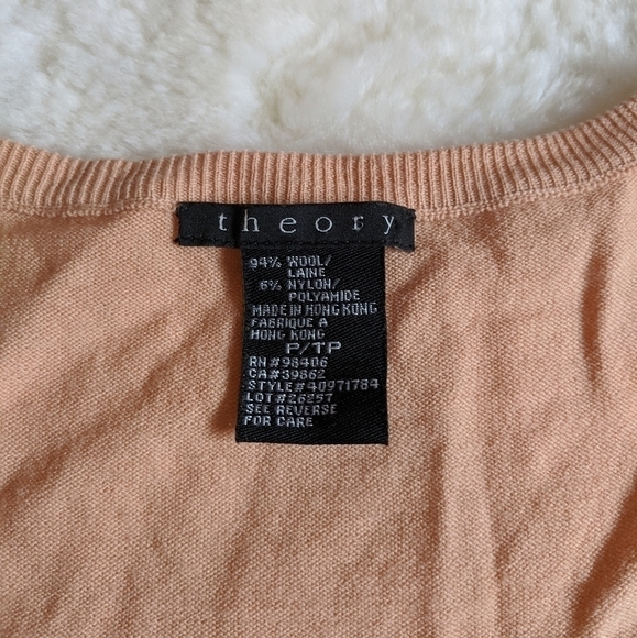 theory knit cardigan sweater wool xs peach - Picture 4 of 5